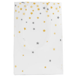 Bolsa De Regalo Mediana Pequeña estrella boba Baby Shower gris y amarillo