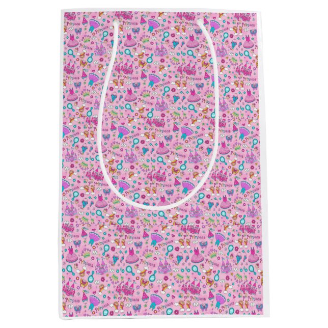 Bolsa De Regalo Mediana Pequeña Princesa Cuidada Patrón Rosa Seamless (Anverso)