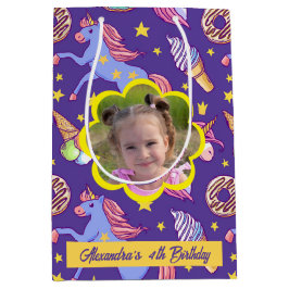 Bolsa De Regalo Mediana Pequeñas Unicornios Personalizados, donuts y helad