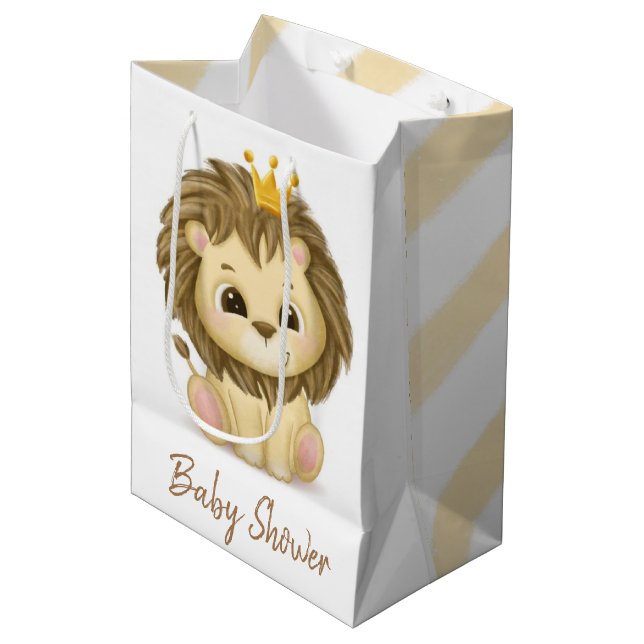 Bolsa De Regalo Mediana Pequeño Príncipe Lion Boy Baby Shower (Angulo Anverso)