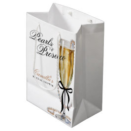 Bolsa De Regalo Mediana Perlas y Prosecco Lazo Negro Despedida de Soltera
