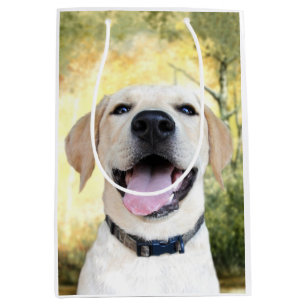 Bolsa De Regalo Mediana Perrito amarillo feliz del laboratorio