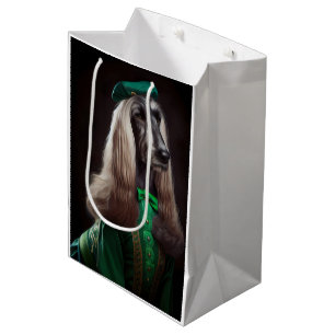 Bolsa De Regalo Mediana perro afgano con vestido del día de San Patricio