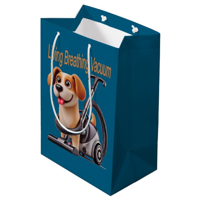 Bolsa De Regalo Mediana Perro Aspiradora Vivo Respirando (Angulo reverso)