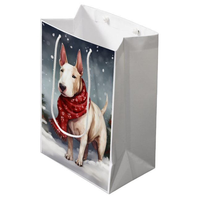 Bolsa De Regalo Mediana Perro asqueroso en Navidades de nieve (Angulo Anverso)