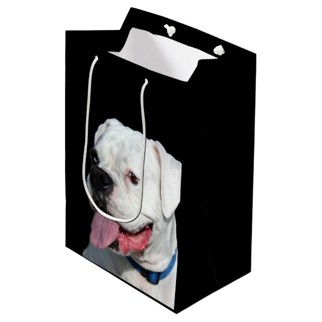 Bolsa De Regalo Mediana Perro blanco del boxeador (Angulo Anverso)