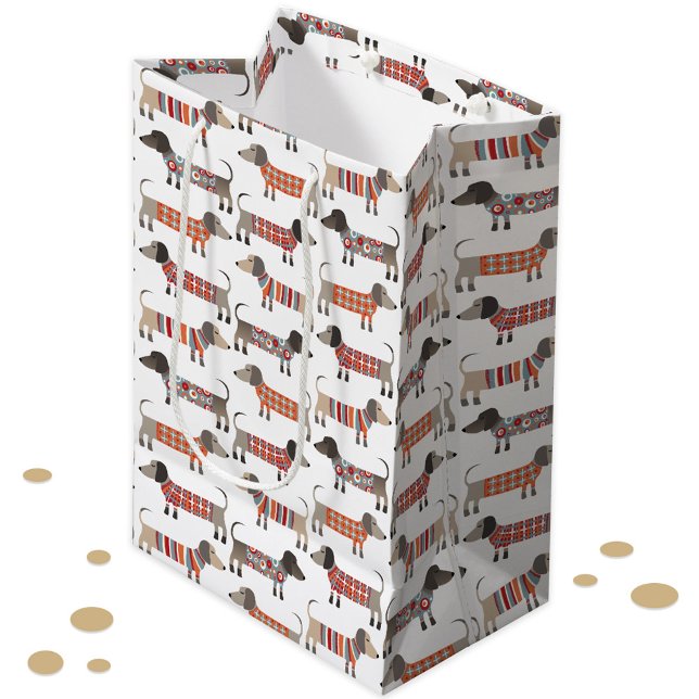 Bolsa De Regalo Mediana Perro Dachshund Sausage (Dachsund Wiener Sausage Dog patterned gift bag)