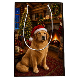 Bolsa De Regalo Mediana Perro de Agua Retriever Navideño 
