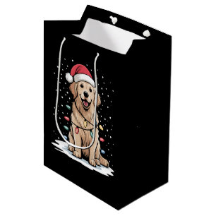 Bolsa De Regalo Mediana Perro de aguas de San Valentín Santa Navidad Luces