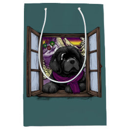 Bolsa De Regalo Mediana Perro de cachorro con ventana de nieve