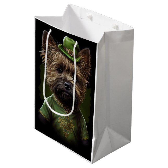 Bolsa De Regalo Mediana Perro de Cairn Terrier en el vestido de San Patric (Angulo Anverso)