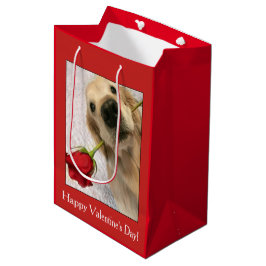 Bolsa De Regalo Mediana Perro de Golden Retriever con El día de San Valent