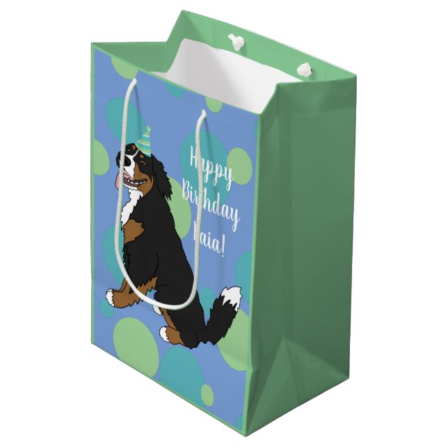 Bolsa De Regalo Mediana Perro de montaña Bernés personalizado  (Angulo Anverso)