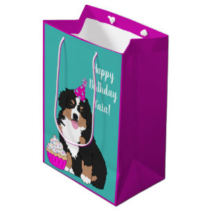 Bolsa De Regalo Mediana Perro de montaña Bernés Personalizado Cachorro m