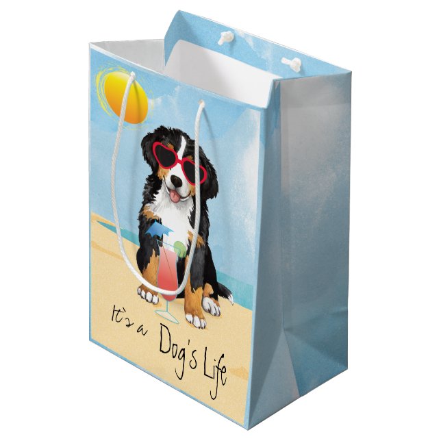Bolsa De Regalo Mediana Perro de montaña de Bernese del verano (Angulo Anverso)