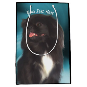 Bolsa De Regalo Mediana Perro de Pekín Negro personalizado