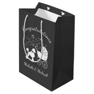 Bolsa De Regalo Mediana Perro de perro de caniche francés Baby Shower gris