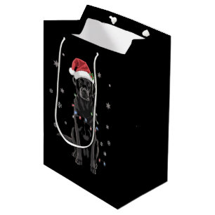 Bolsa De Regalo Mediana Perro de pijama de luz de árbol de Navidad Labrado