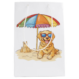 Bolsa De Regalo Mediana Perro de playa Golden Retriever