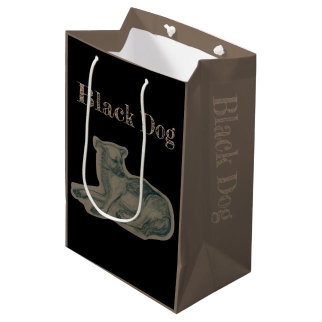 Bolsa De Regalo Mediana Perro. Dibujo a lápiz. (Angulo Anverso)