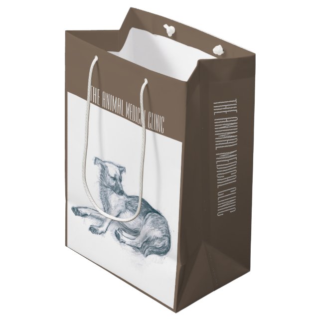 Bolsa De Regalo Mediana Perro. Dibujo a lápiz. (Angulo Anverso)