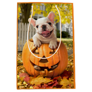 Bolsa De Regalo Mediana Perro en Jack-o-Lantern