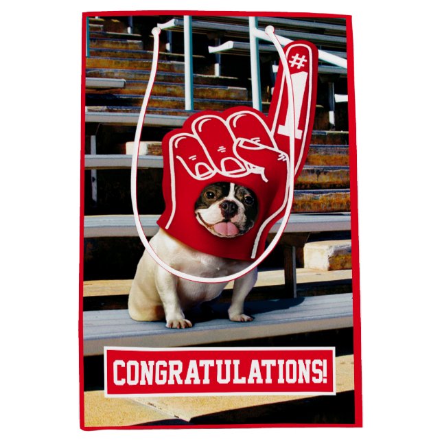 Bolsa De Regalo Mediana Perro en la mano de espuma (Anverso)