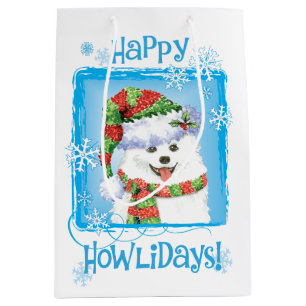 Bolsa De Regalo Mediana Perro esquimal feliz de Howlidays