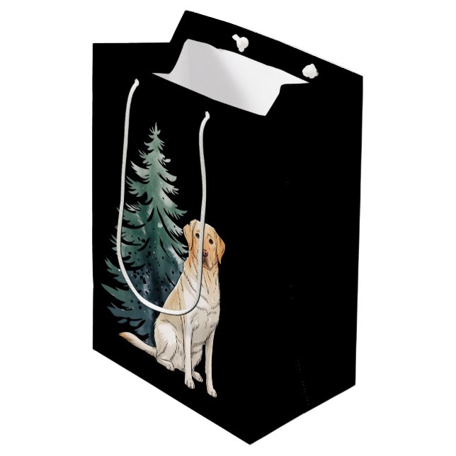 Bolsa De Regalo Mediana Perro Fiesta de árbol de Navidad Perro Navidad (Angulo Anverso)