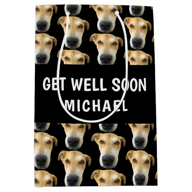 Bolsa De Regalo Mediana Perro gracioso se vuelve bien pronto personalizado (Anverso)