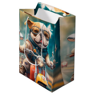Bolsa De Regalo Mediana Perro Guay conduciendo una moto de regalo