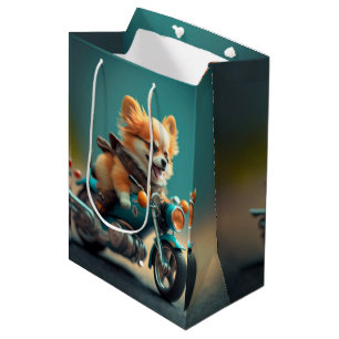 Bolsa De Regalo Mediana Perro Guay conduciendo una moto de regalo