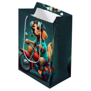Bolsa De Regalo Mediana Perro Guay conduciendo una moto de regalo