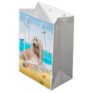 Bolsa De Regalo Mediana Perro hacinado afgano en la playa