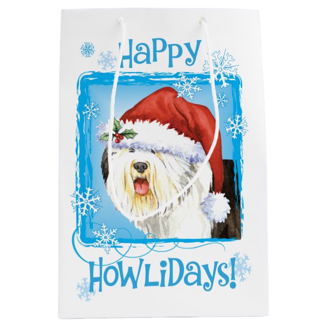 Bolsa De Regalo Mediana Perro inglés feliz de Howlidays Old (Anverso)