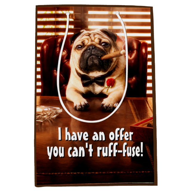 Bolsa De Regalo Mediana Perro Mobster (Anverso)