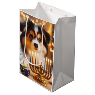 Bolsa De Regalo Mediana Perro mono de Hanukkah
