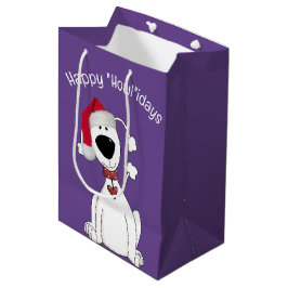 Bolsa De Regalo Mediana Perro navidad En Púrpura