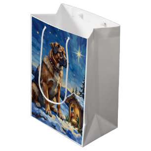 Bolsa De Regalo Mediana Perro Pastor de Anatolia protegiendo un Belén