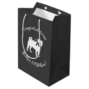 Bolsa De Regalo Mediana Perro Pug Tema de Baby Shower Puppy Género Neutral