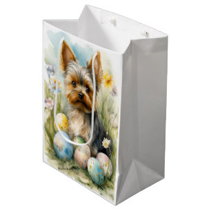 Bolsa De Regalo Mediana Perro Terrier de Yorkshire con festividad de huevo