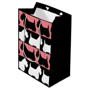 Bolsa De Regalo Mediana Perro Terrier Escocés negro/rosa/blanco, rayas Yo