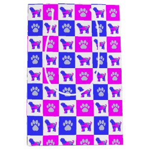 Bolsa De Regalo Mediana Perro y pata pavimentado y azul