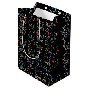 Bolsa De Regalo Mediana Perros Caniche Árbol Navidad Xmas Mascota Animal P
