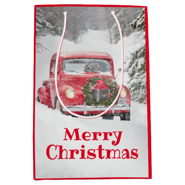 Bolsa De Regalo Mediana Perros en un camión (Anverso)