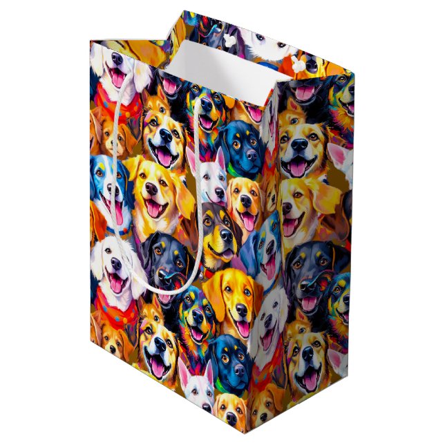 Bolsa De Regalo Mediana Perros vibrantes Imprimir (Angulo reverso)