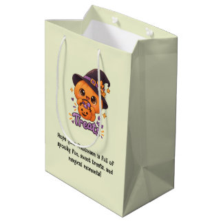 Bolsa De Regalo Mediana Personaje de calabaza lindo 🎃🧡