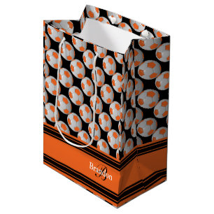 Bolsa De Regalo Mediana Personalice los balones de fútbol anaranjados