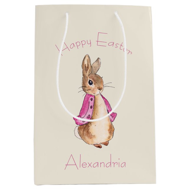 Bolsa De Regalo Mediana Personaliza Flopsy Beatrix Potter Feliz Pascua (Anverso)