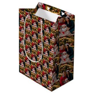 Bolsa De Regalo Mediana Personaliza la foto familiar de la temporada de Na